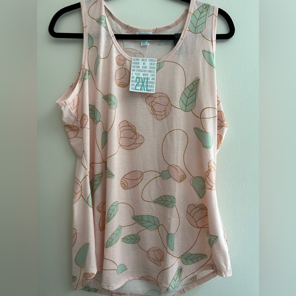 Lularoe Tank Top 2XL pink floral roses new